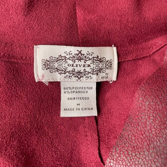 Oliver by Estie Burgundy Faux Suede Long Waterfall Vest - Size M - Picture 7 of 8